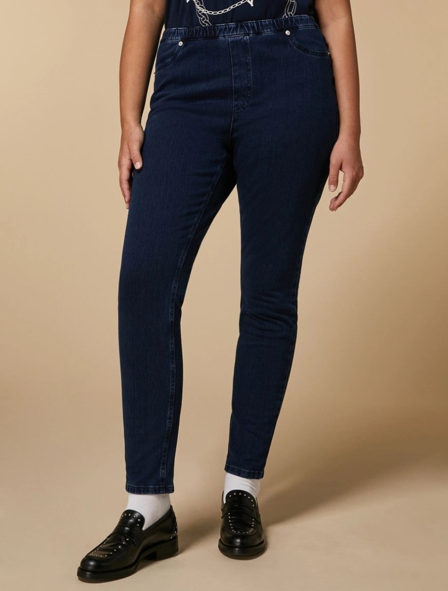 Abbigliamento Marina Rinaldi | Jeans In Denim Compatto Dalla Vestibilita Leggings Marina Scuro