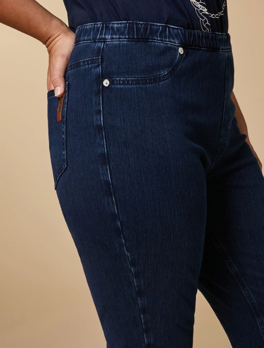 Abbigliamento Marina Rinaldi | Jeans In Denim Compatto Dalla Vestibilita Leggings Marina Scuro