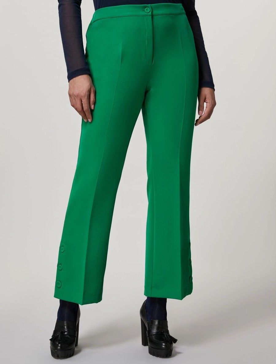 Abbigliamento Marina Rinaldi | Pantaloni In Tessuto Tecnico Verde