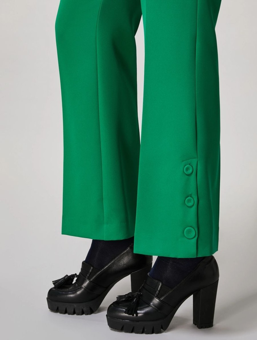 Abbigliamento Marina Rinaldi | Pantaloni In Tessuto Tecnico Verde