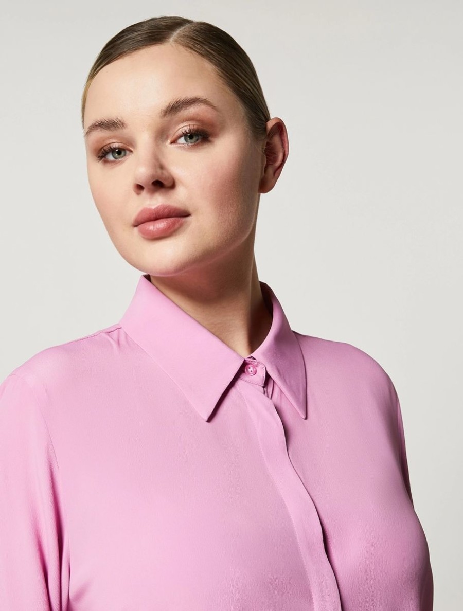 Abbigliamento Marina Rinaldi | Camicia In Misto Seta Fucsia