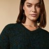 Abbigliamento Marina Rinaldi | Maglia In Mohair Stampata Verde Scuro