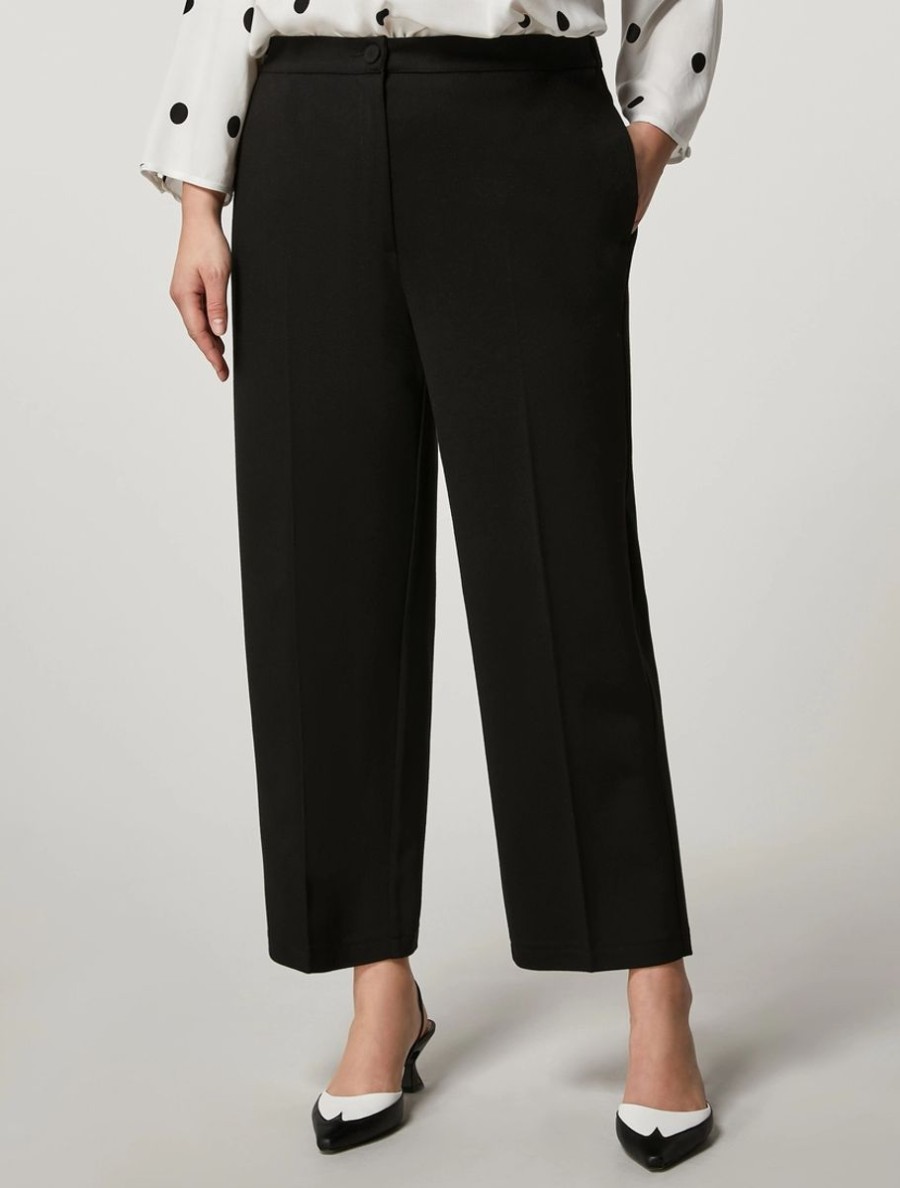 Abbigliamento Marina Rinaldi | Pantaloni Cropped In Maglia Nero