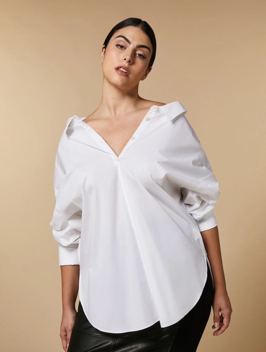 Abbigliamento Marina Rinaldi | Camicia In Popeline Di Cotone Bianco