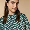 Abbigliamento Marina Rinaldi | Camicia In Popeline Stampato Verde Scuro