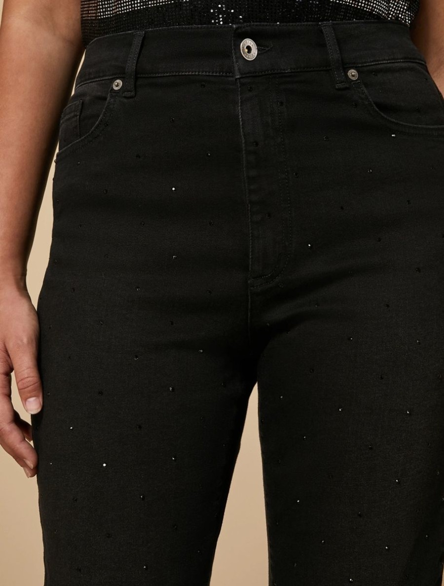 Abbigliamento Marina Rinaldi | Jeans Regolari Con Strass Nero