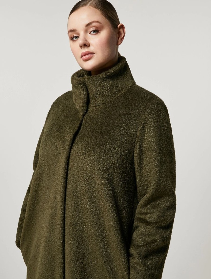 Abbigliamento Marina Rinaldi | Cappotto In Maglia Verde Scuro