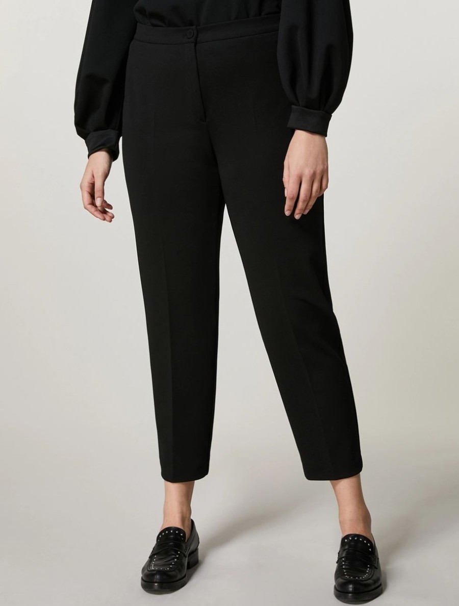 Abbigliamento Marina Rinaldi | Pantaloni In Crepe Jersey Scuba Nero