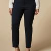 Abbigliamento Marina Rinaldi | Pantaloni Slim In Tela Di Cotone Blu Fiordaliso