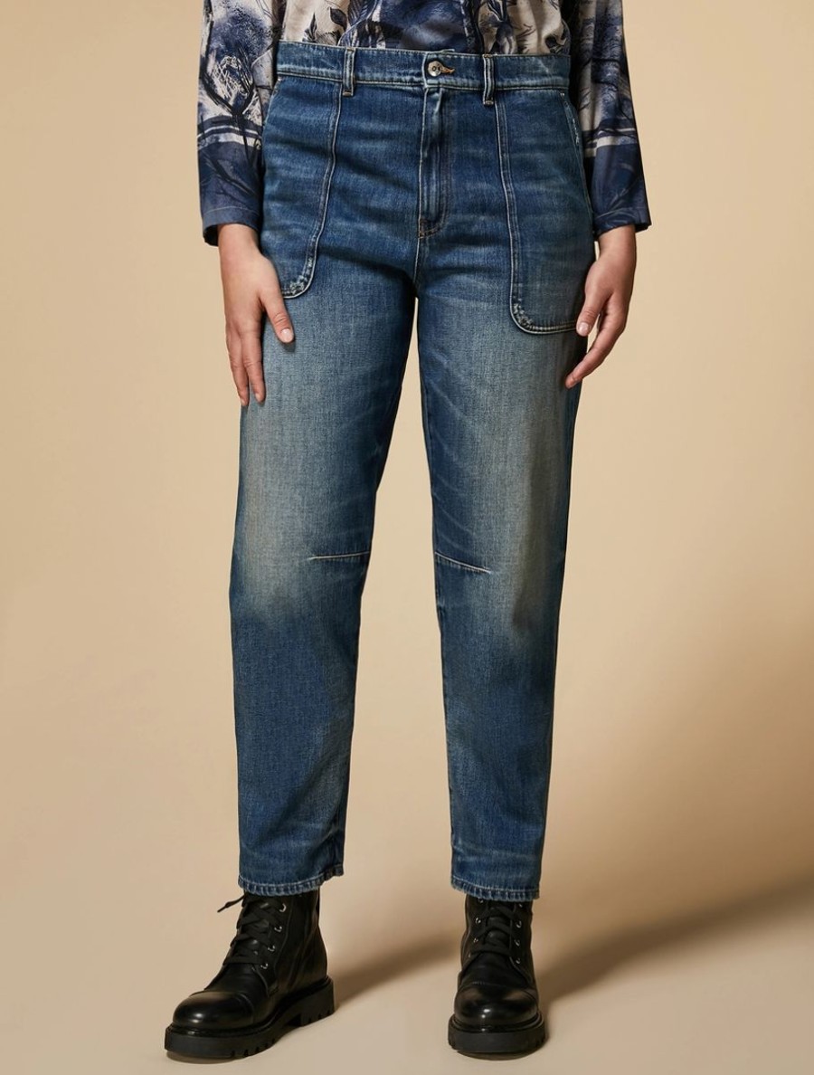 Abbigliamento Marina Rinaldi | Jeans Larghi In Denim Sci Blu