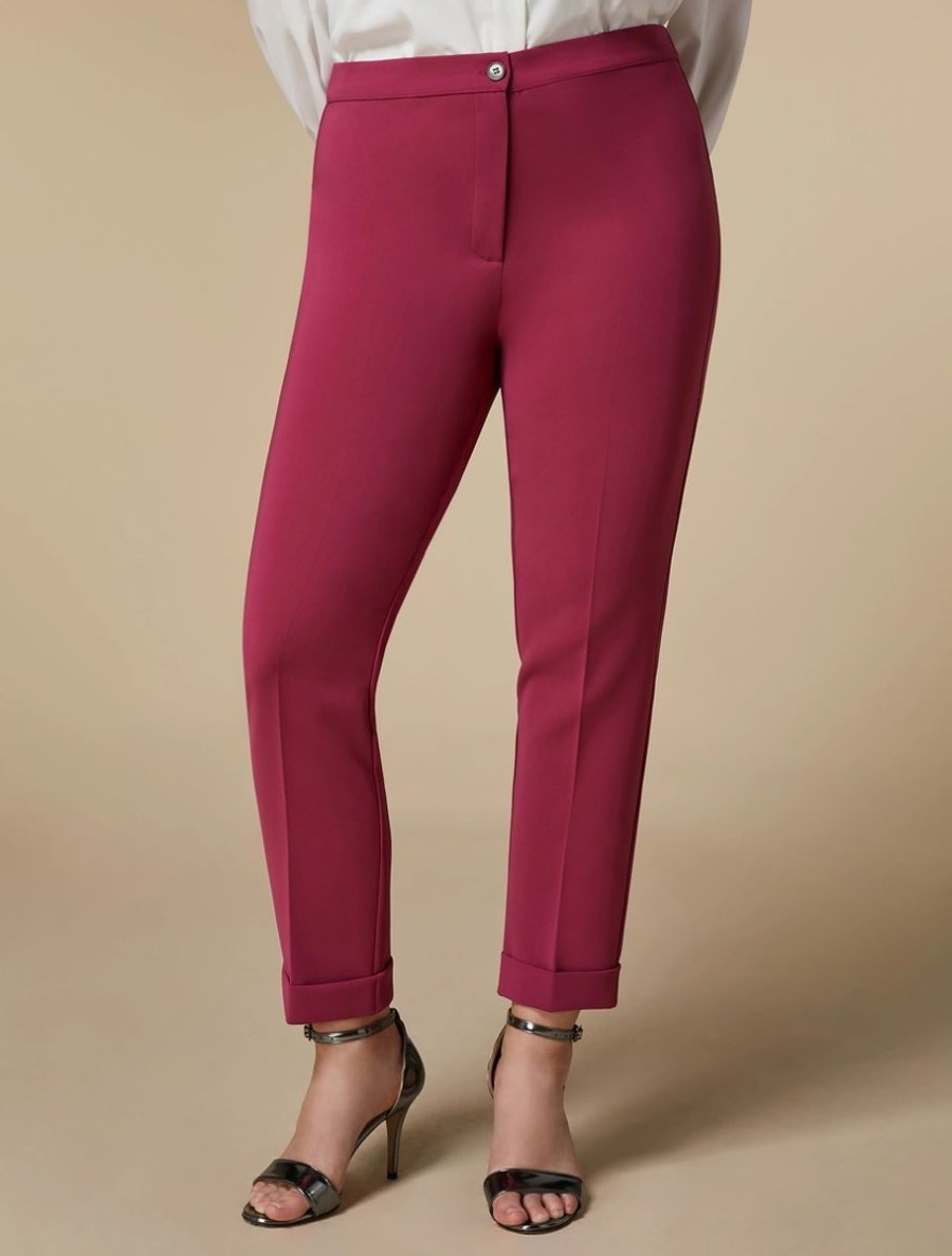 Abbigliamento Marina Rinaldi | Pantaloni Slim In Triacetato Fucsia