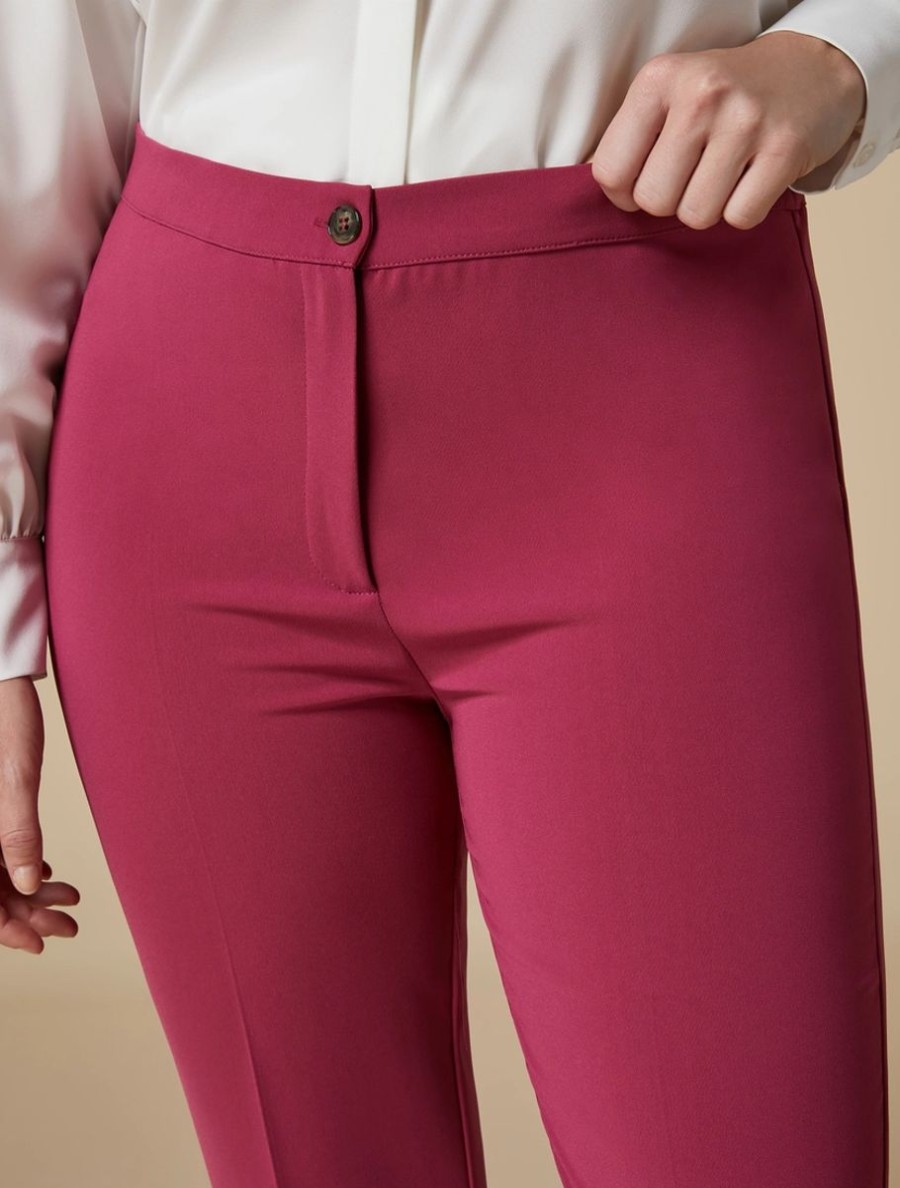 Abbigliamento Marina Rinaldi | Pantaloni Slim In Triacetato Fucsia