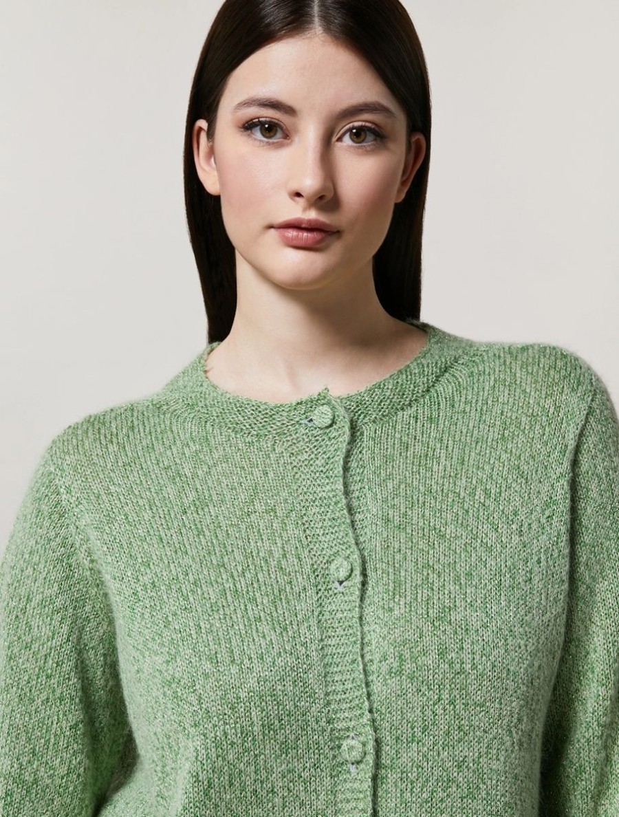 Abbigliamento Marina Rinaldi | Cardigan In Misto Lurex E Mohair Verde