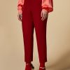 Abbigliamento Marina Rinaldi | Pantaloni In Crepe Elasticizzato Rosso