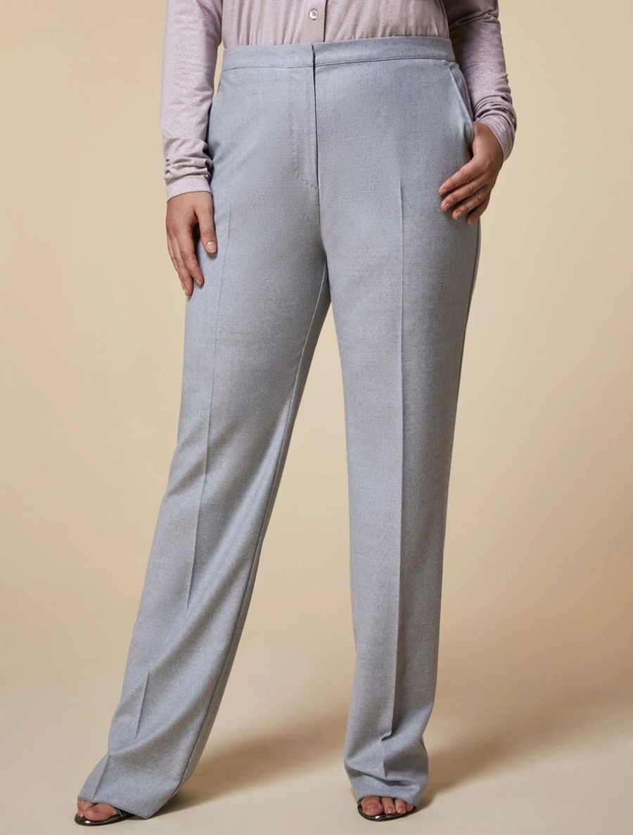 Abbigliamento Marina Rinaldi | Pantaloni Slim In Flanella Grigio Chiaro