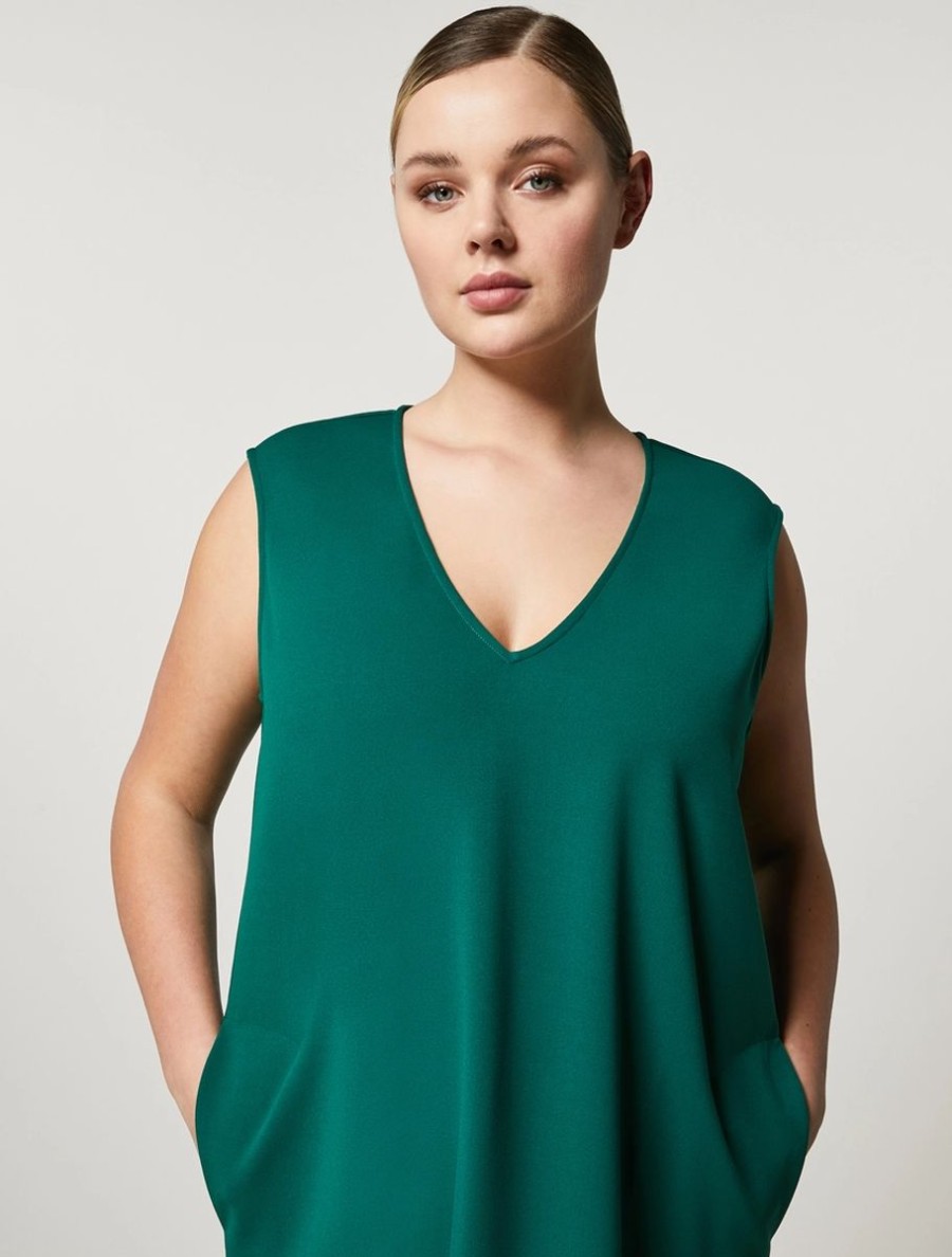 Abbigliamento Marina Rinaldi | Abito In Crepe Jersey Scuba Verde Scuro