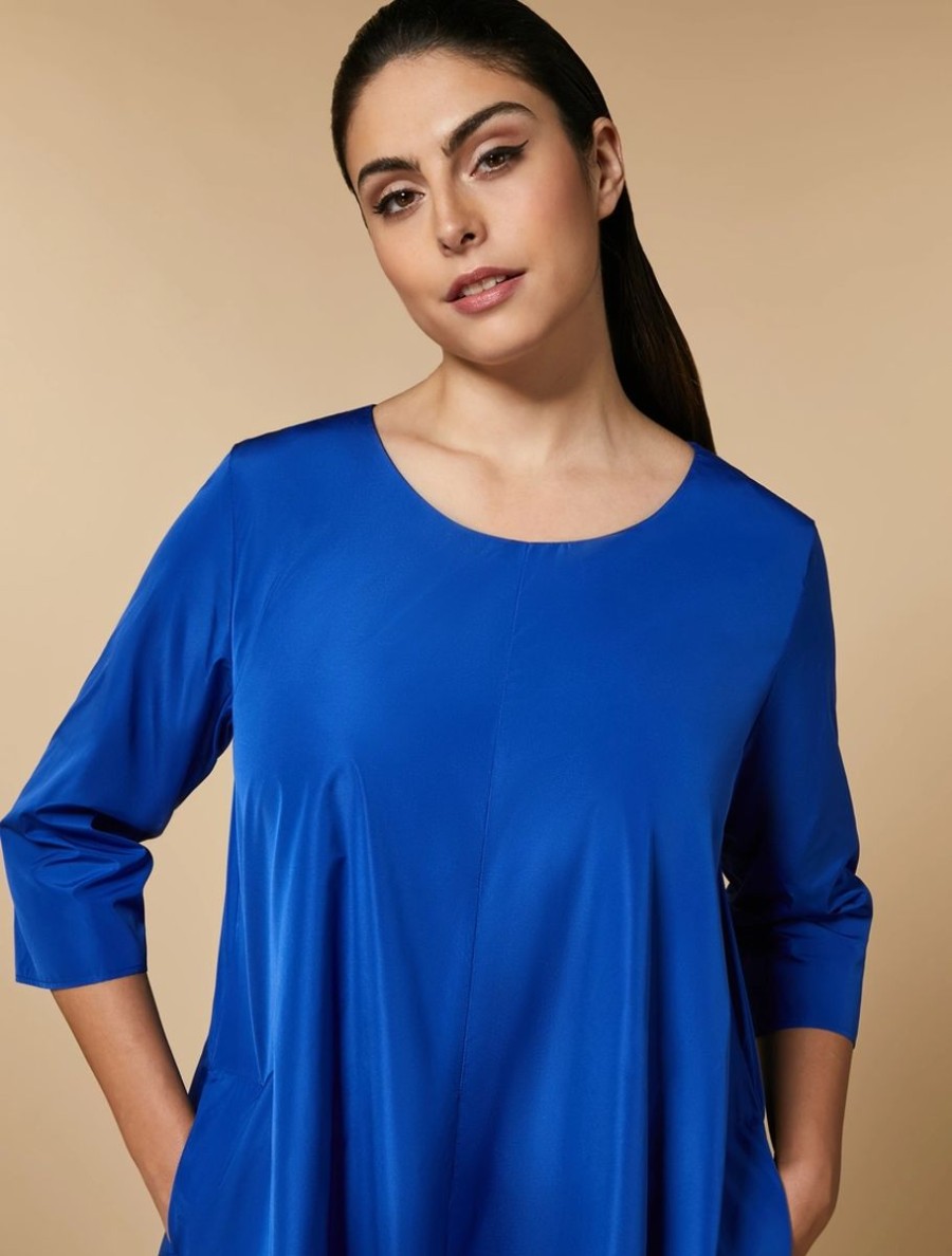 Abbigliamento Marina Rinaldi | Abito In Duchesse Tinto Filo Blu Cina