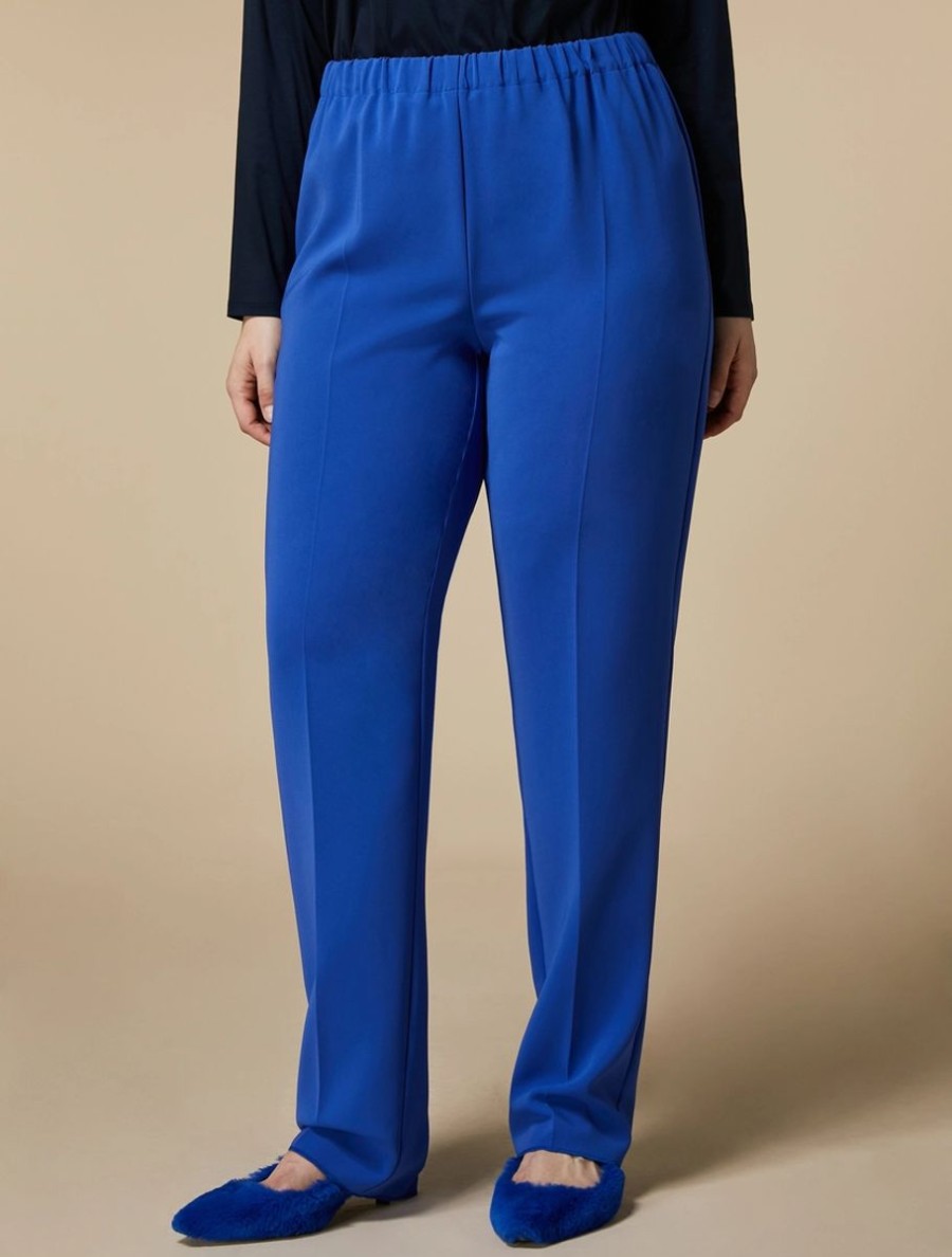 Abbigliamento Marina Rinaldi | Pantaloni Classici In Triacetato Blu Cina