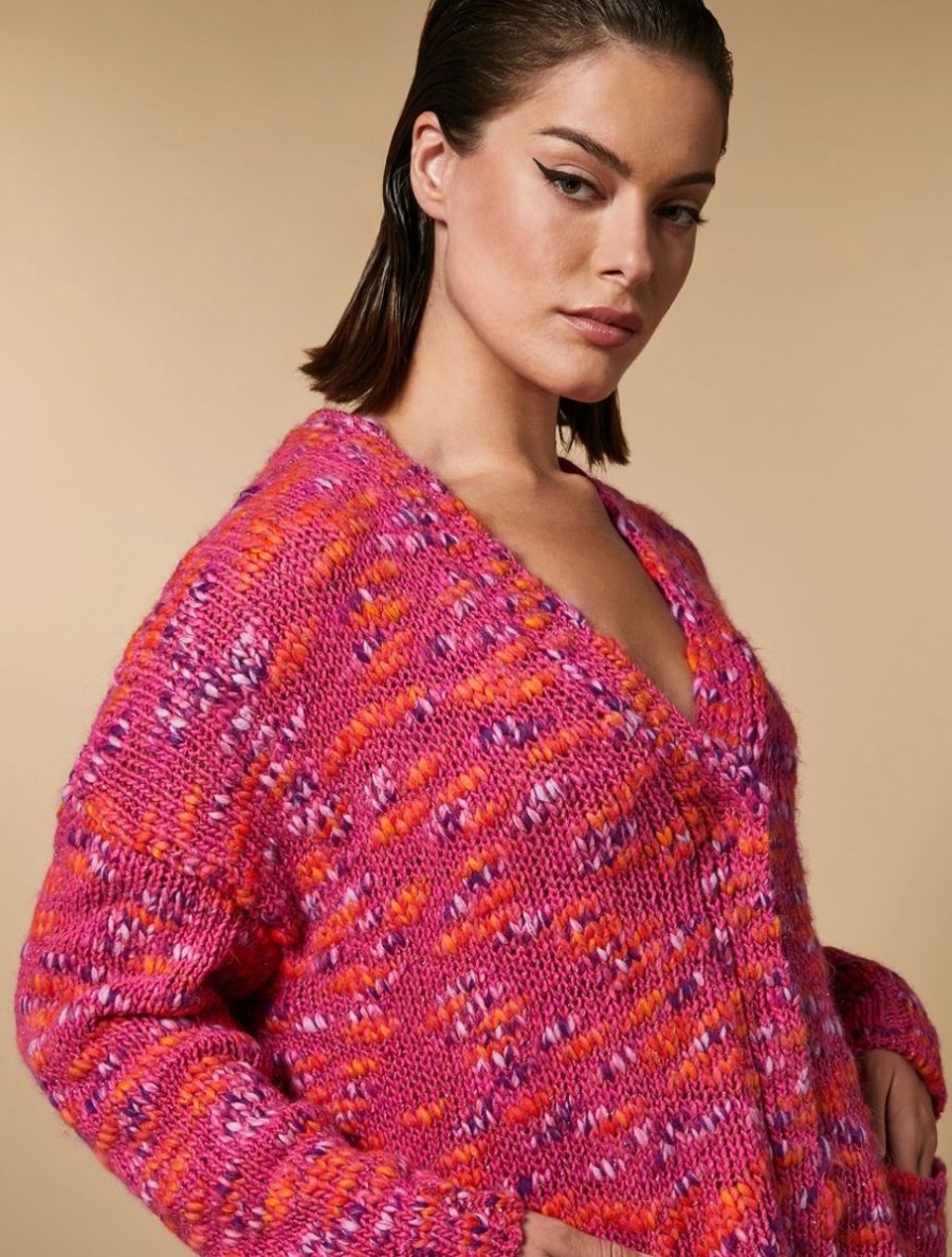 Abbigliamento Marina Rinaldi | Cardigan In Filato Multicolore Fucsia