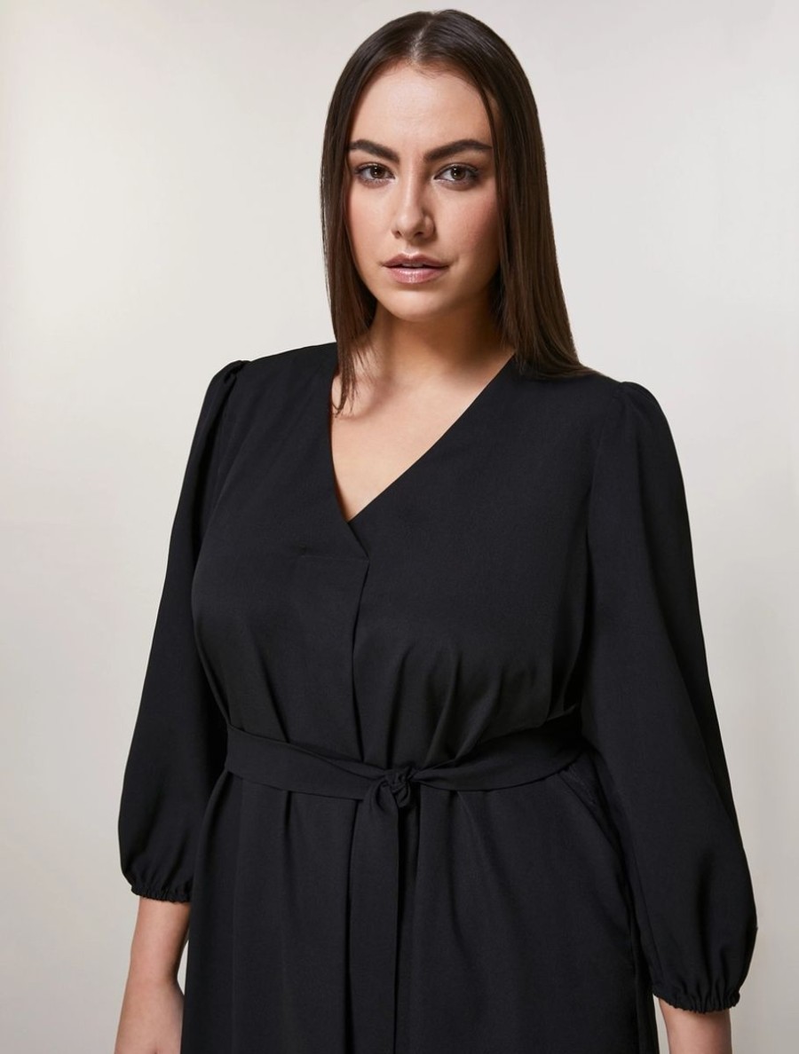 Abbigliamento Marina Rinaldi | Abito In Crepe De Chine Nero