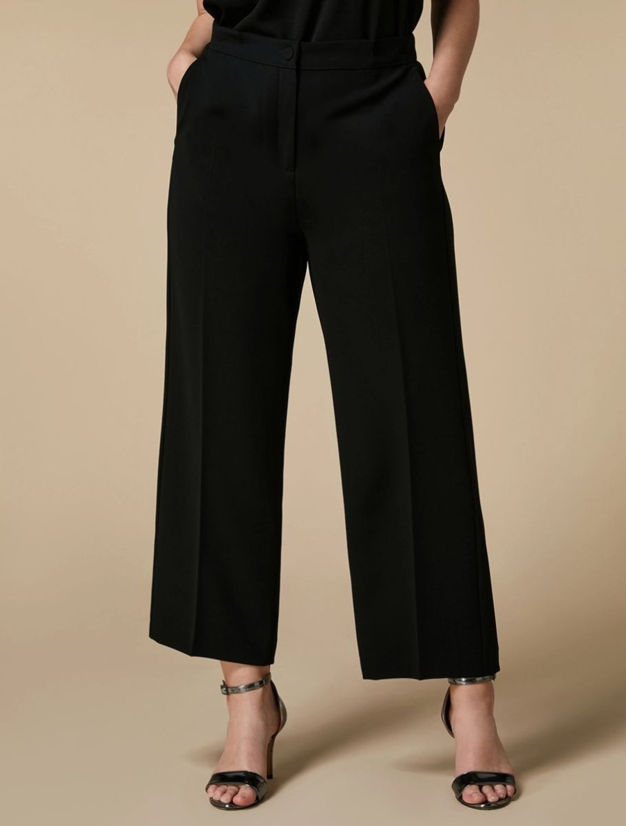 Abbigliamento Marina Rinaldi | Pantaloni Dritti In Triacetato Nero