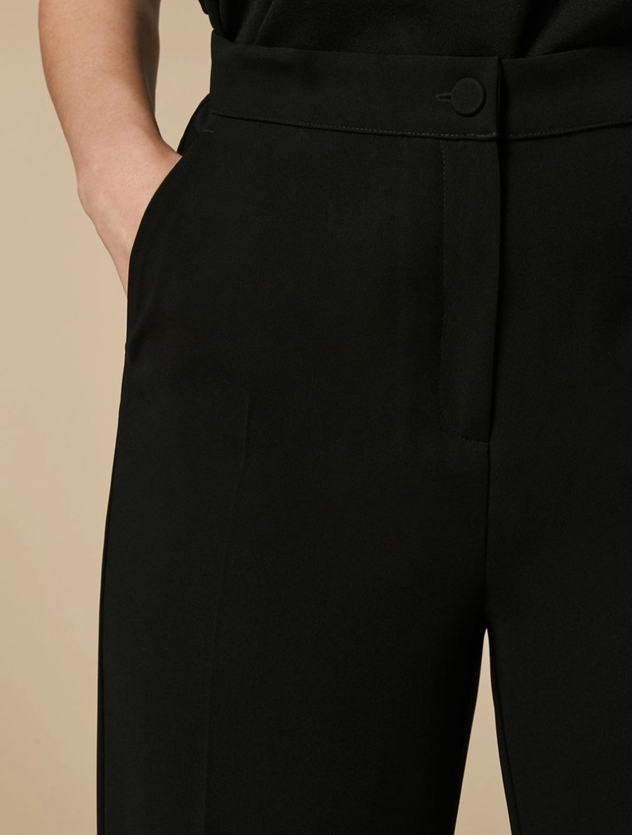 Abbigliamento Marina Rinaldi | Pantaloni Dritti In Triacetato Nero