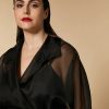 Abbigliamento Marina Rinaldi | Abito In Organza Di Seta E Velluto Nero