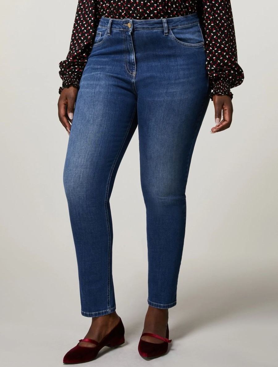 Abbigliamento Marina Rinaldi | Jeans In Denim Di Cotone Marina Scuro