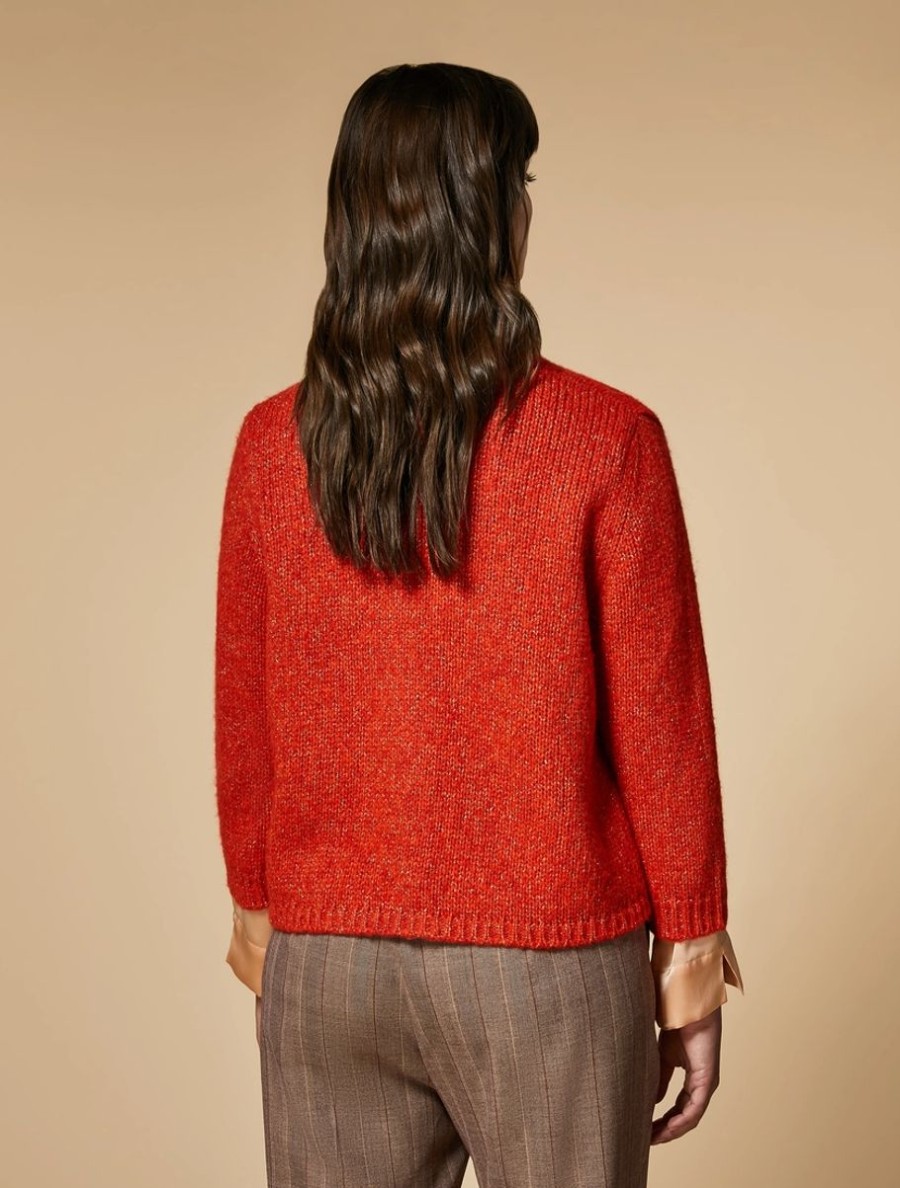 Abbigliamento Marina Rinaldi | Cardigan In Lana E Alpaca Rosso