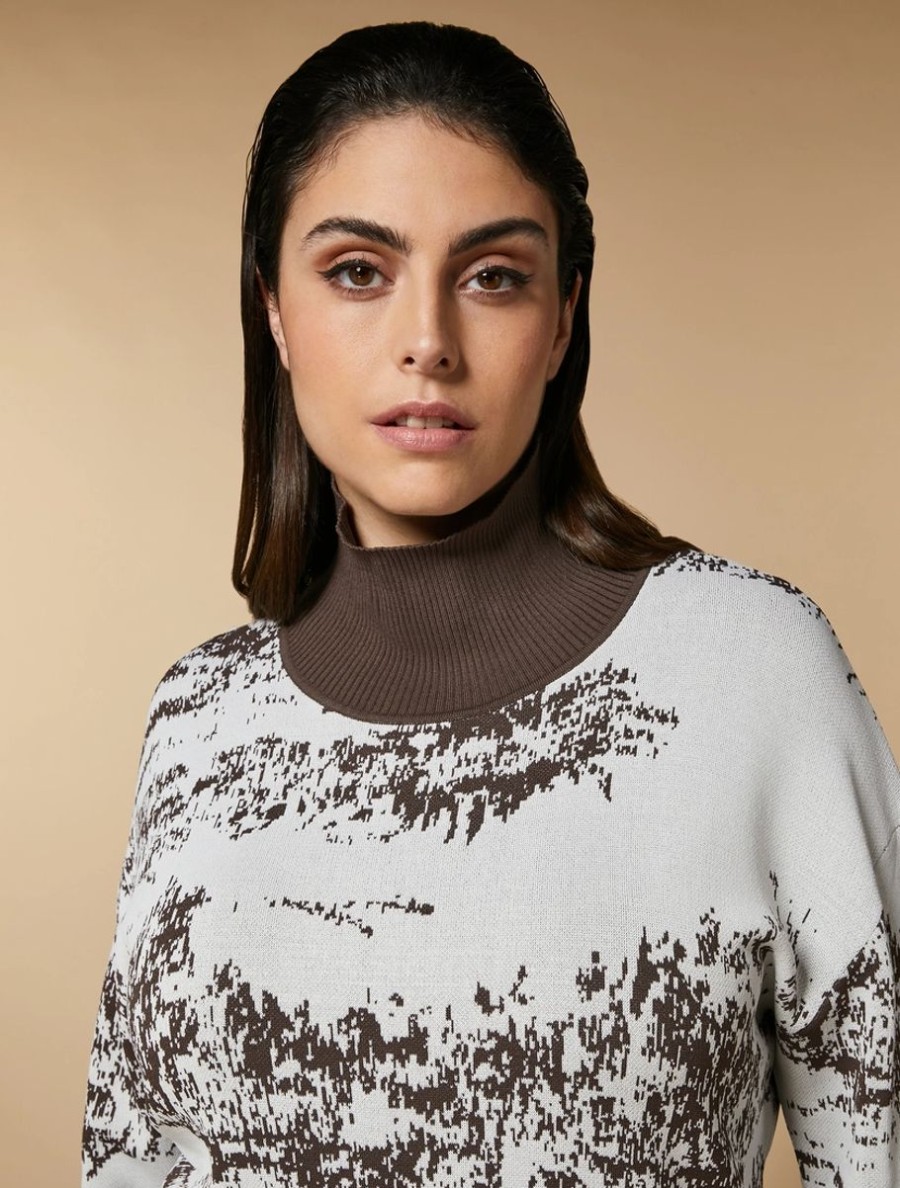 Abbigliamento Marina Rinaldi | Maglia In Viscosa Jacquard Bianco