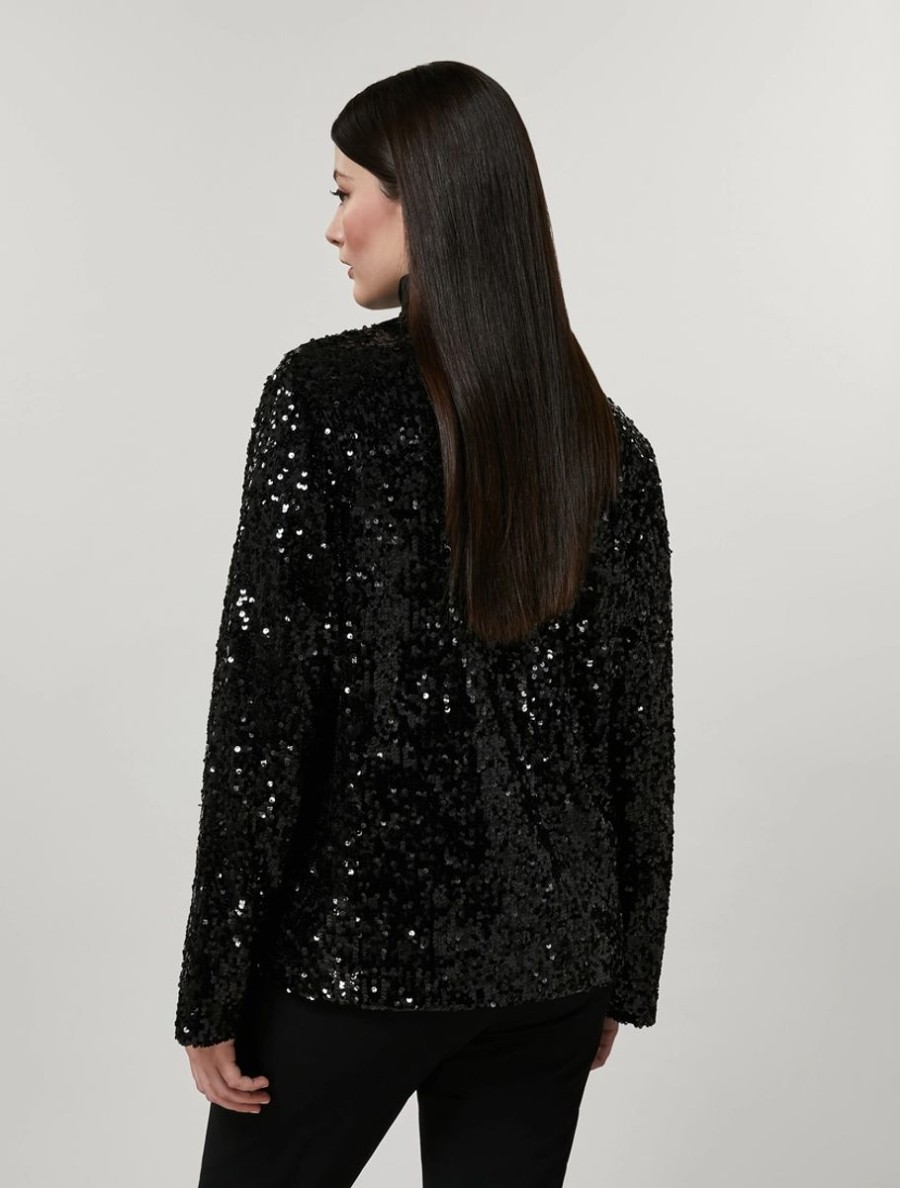 Abbigliamento Marina Rinaldi | Giacca In Jersey E Paillettes Nero