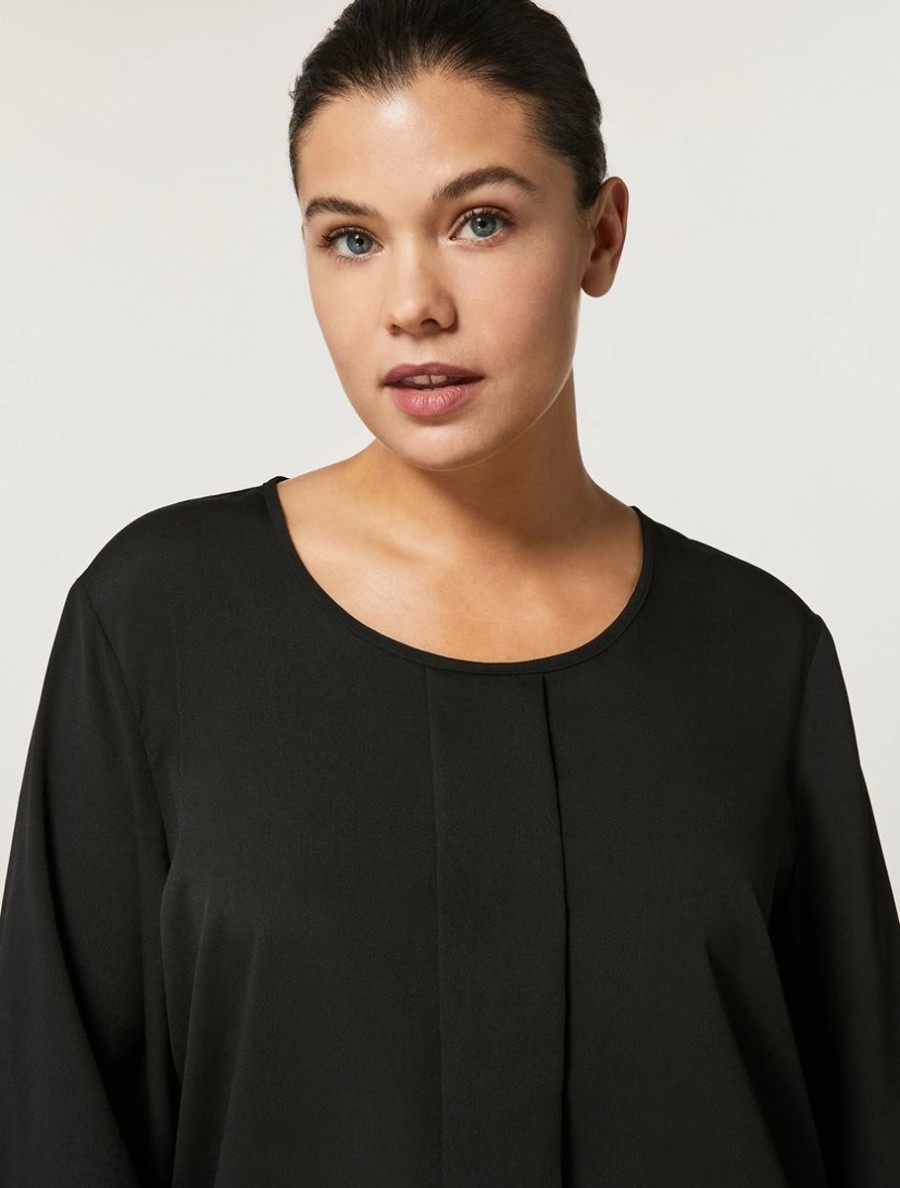 Abbigliamento Marina Rinaldi | Blusa In Crepe De Chine Nero