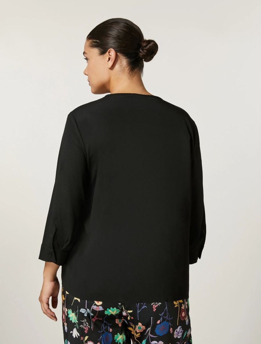 Abbigliamento Marina Rinaldi | Blusa In Crepe De Chine Nero