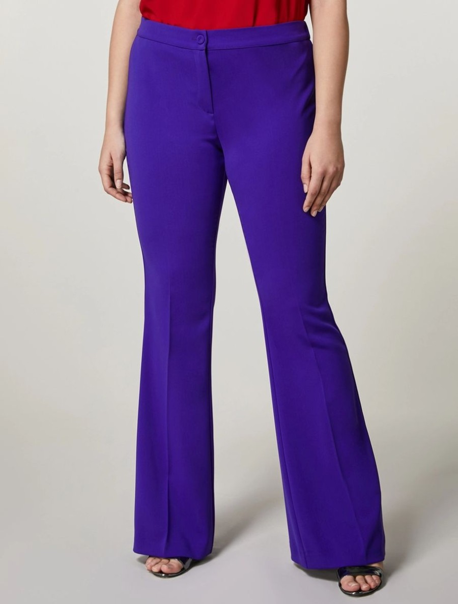 Abbigliamento Marina Rinaldi | Pantaloni In Tessuto Fluido Stretch Viola