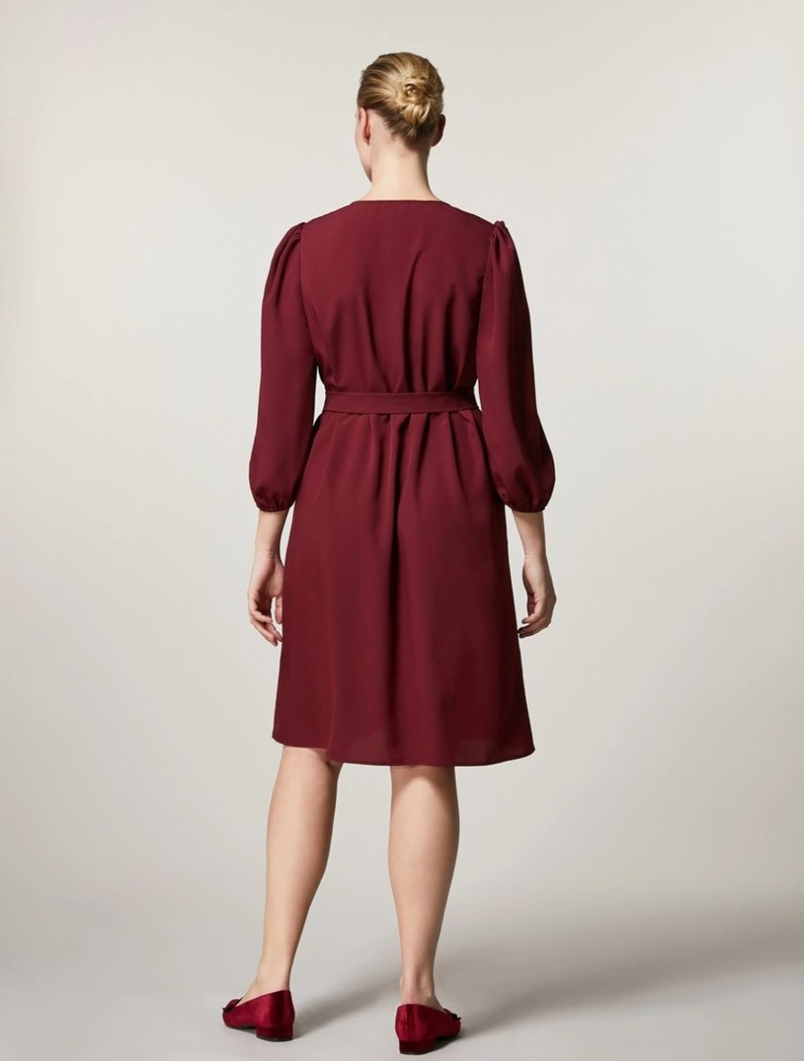 Abbigliamento Marina Rinaldi | Abito In Crepe De Chine Bordeaux