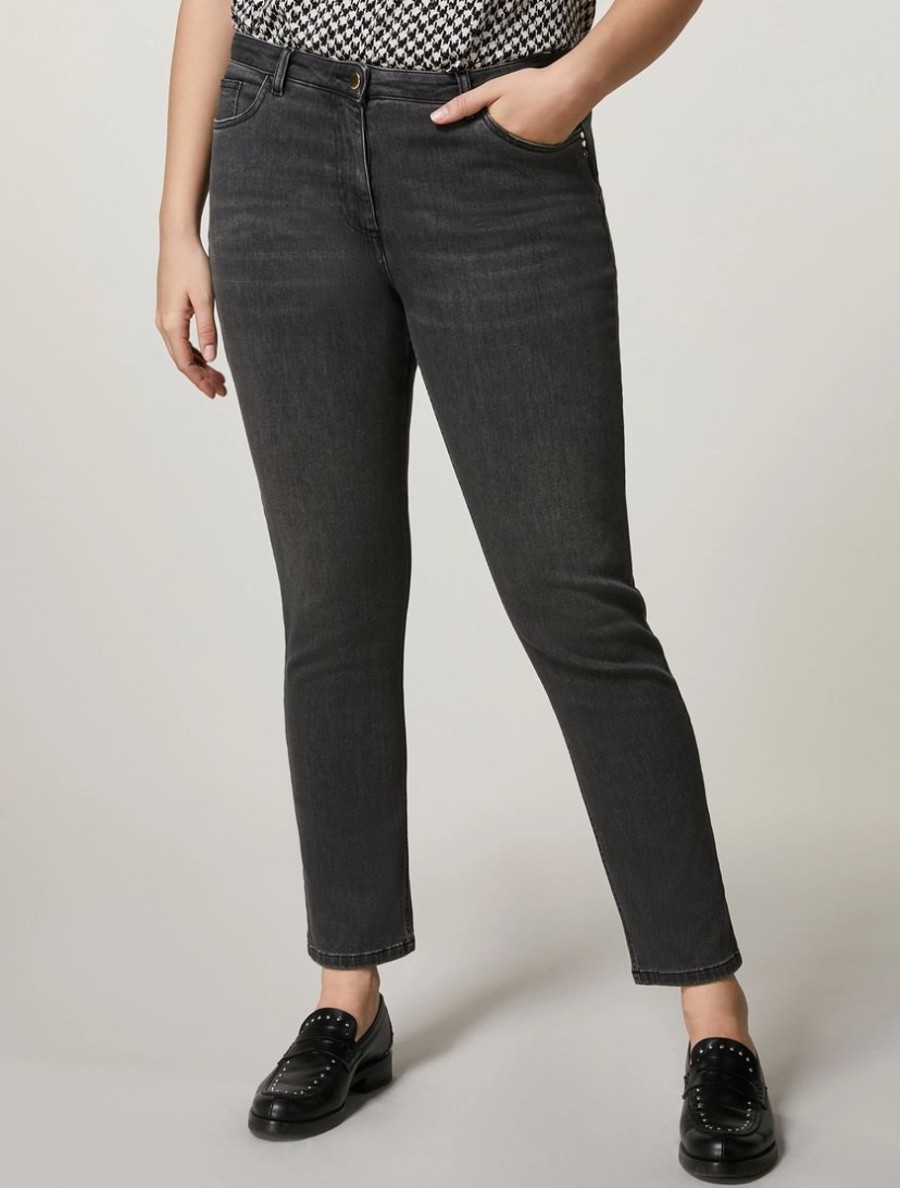 Abbigliamento Marina Rinaldi | Jeans In Denim Di Cotone Nero