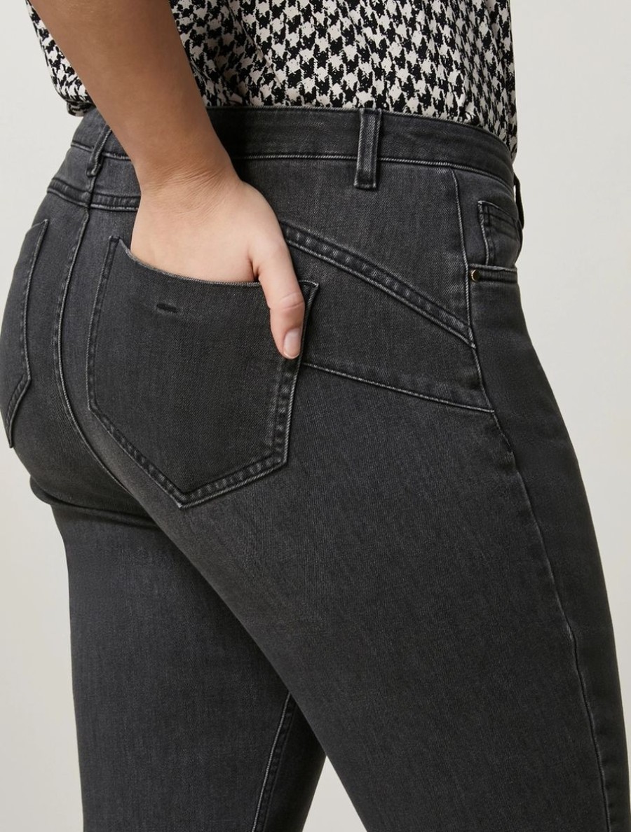 Abbigliamento Marina Rinaldi | Jeans In Denim Di Cotone Nero