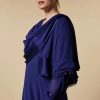 Abbigliamento Marina Rinaldi | Stola In Georgette Crepe Blu Fiordaliso