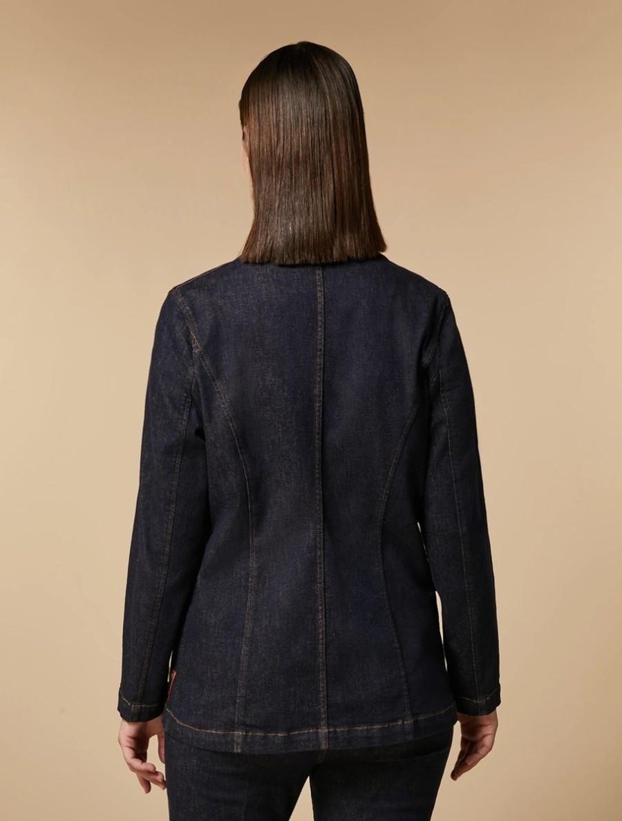 Abbigliamento Marina Rinaldi | Giacca Blazer In Denim Marina Scuro