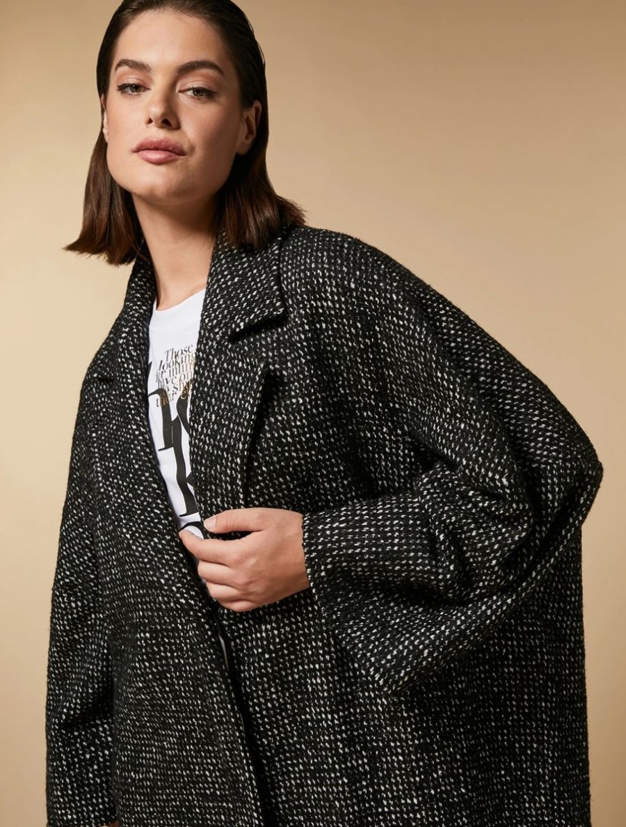 Abbigliamento Marina Rinaldi | Cappotto In Tweed Nero