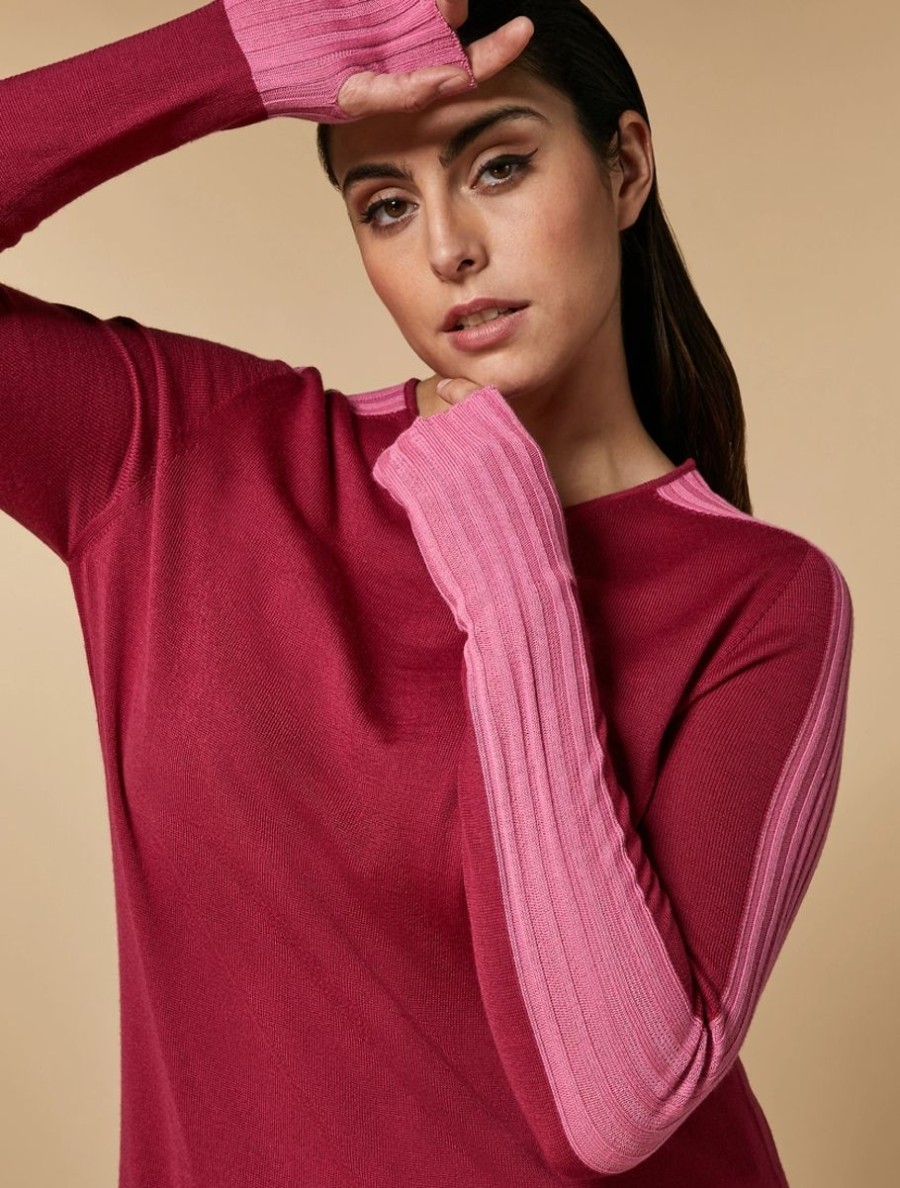 Abbigliamento Marina Rinaldi | Abito In Maglia Di Misto Lana Fucsia