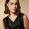 Abbigliamento Marina Rinaldi | Top In Raso Drappeggiato Nero