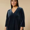 Abbigliamento Marina Rinaldi | Abito In Jersey Di Velluto Blu Notte