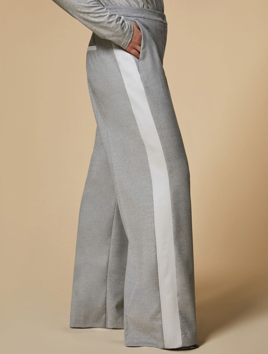 Abbigliamento Marina Rinaldi | Pantaloni In Flanella Stretch Grigio Chiaro