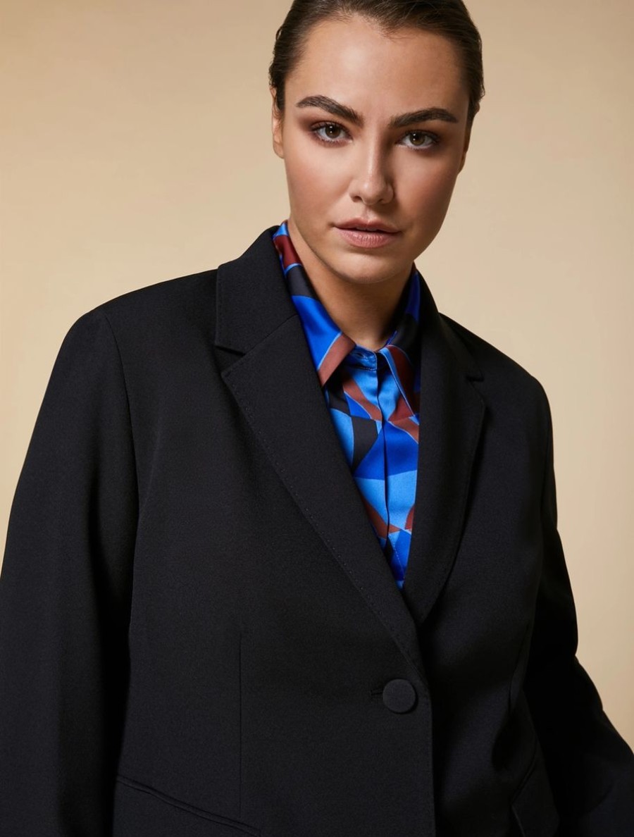 Abbigliamento Marina Rinaldi | Giacca Blazer In Crepe Stretch Nero