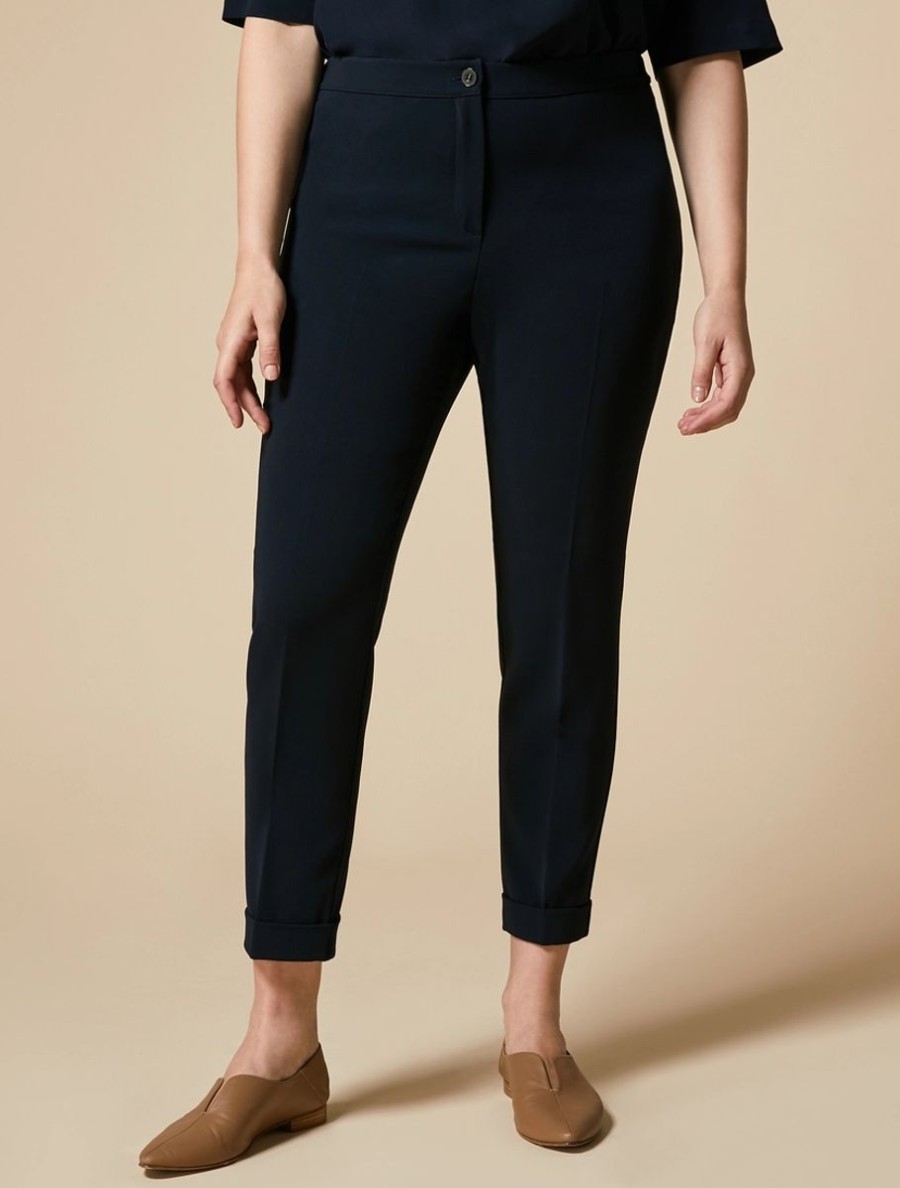 Abbigliamento Marina Rinaldi | Pantaloni Slim In Cady Triacetato Blu Notte