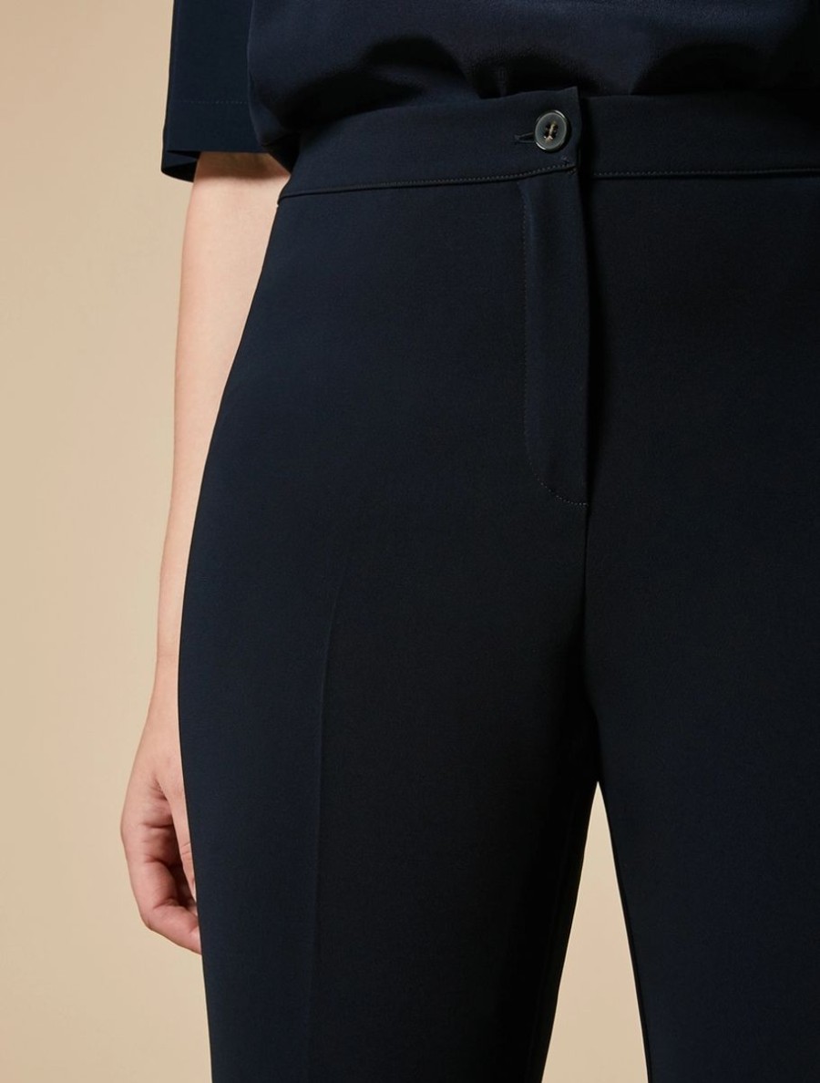 Abbigliamento Marina Rinaldi | Pantaloni Slim In Cady Triacetato Blu Notte