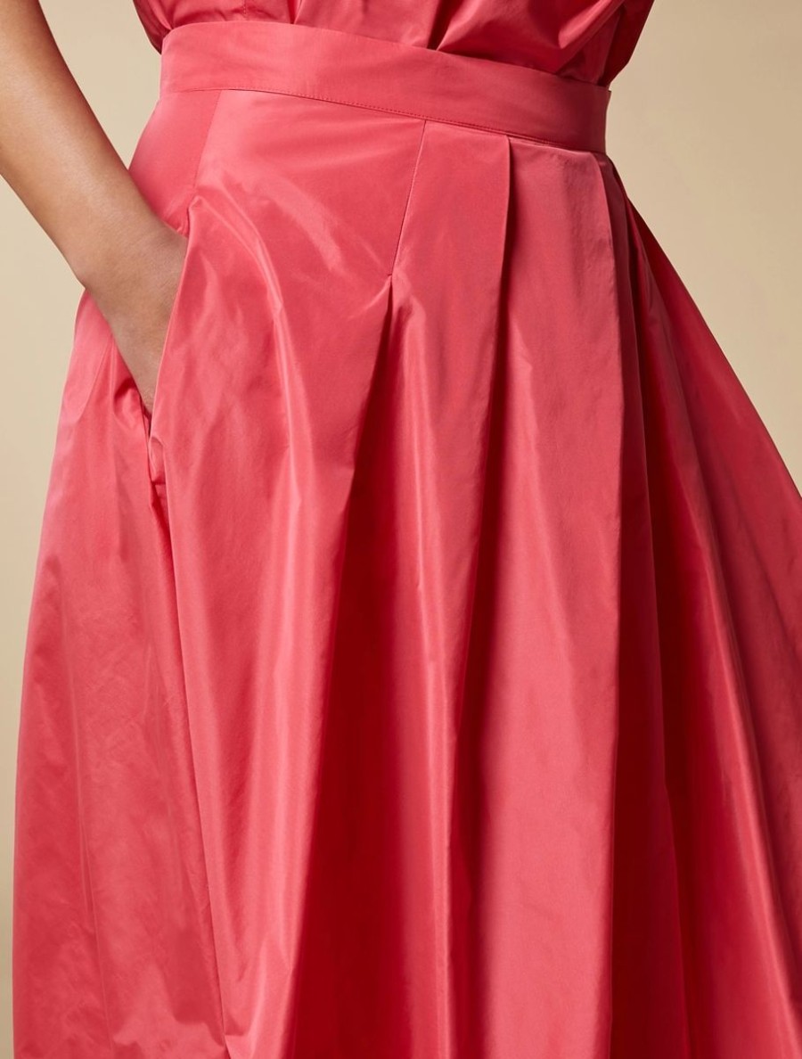 Abbigliamento Marina Rinaldi | Gonna In Taffeta Rosa Rosso