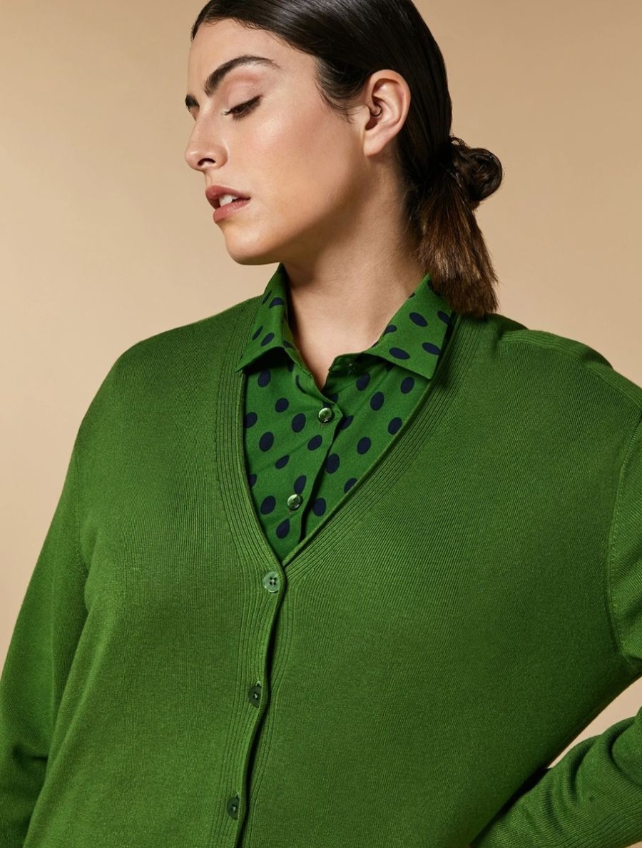 Abbigliamento Marina Rinaldi | Cardigan In Filato Di Viscosa Verde