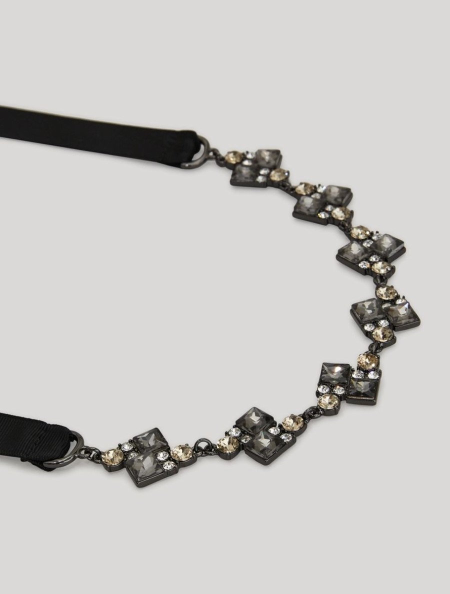 Cerimonia Marina Rinaldi | Collana In Strass E Metallo Nero